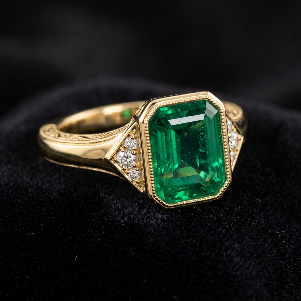 Royal Emerald Solitaire Ring
